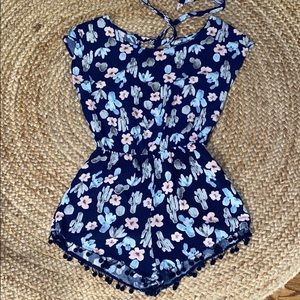 Stud patterned blue romper